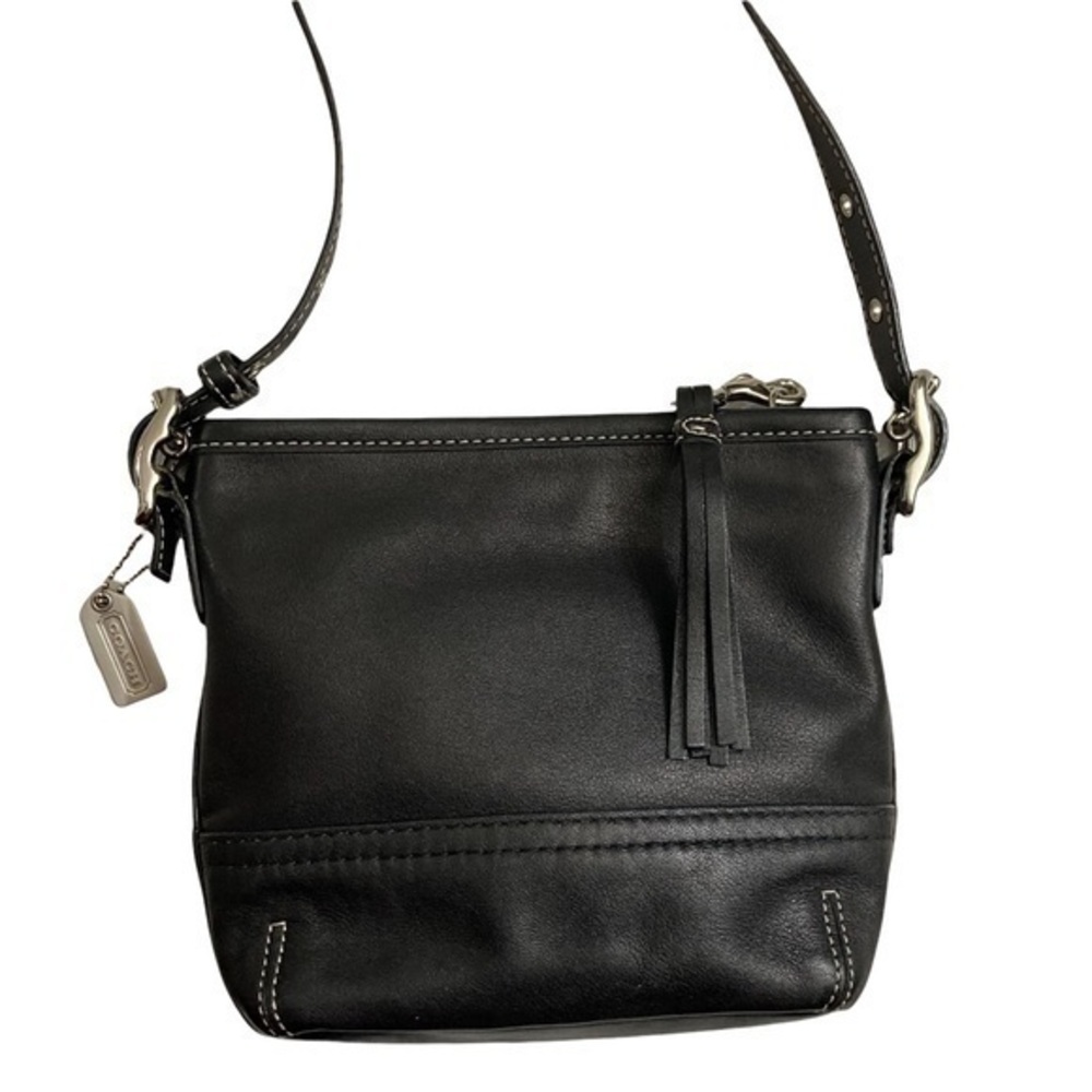 Coach black leather mini tote bag